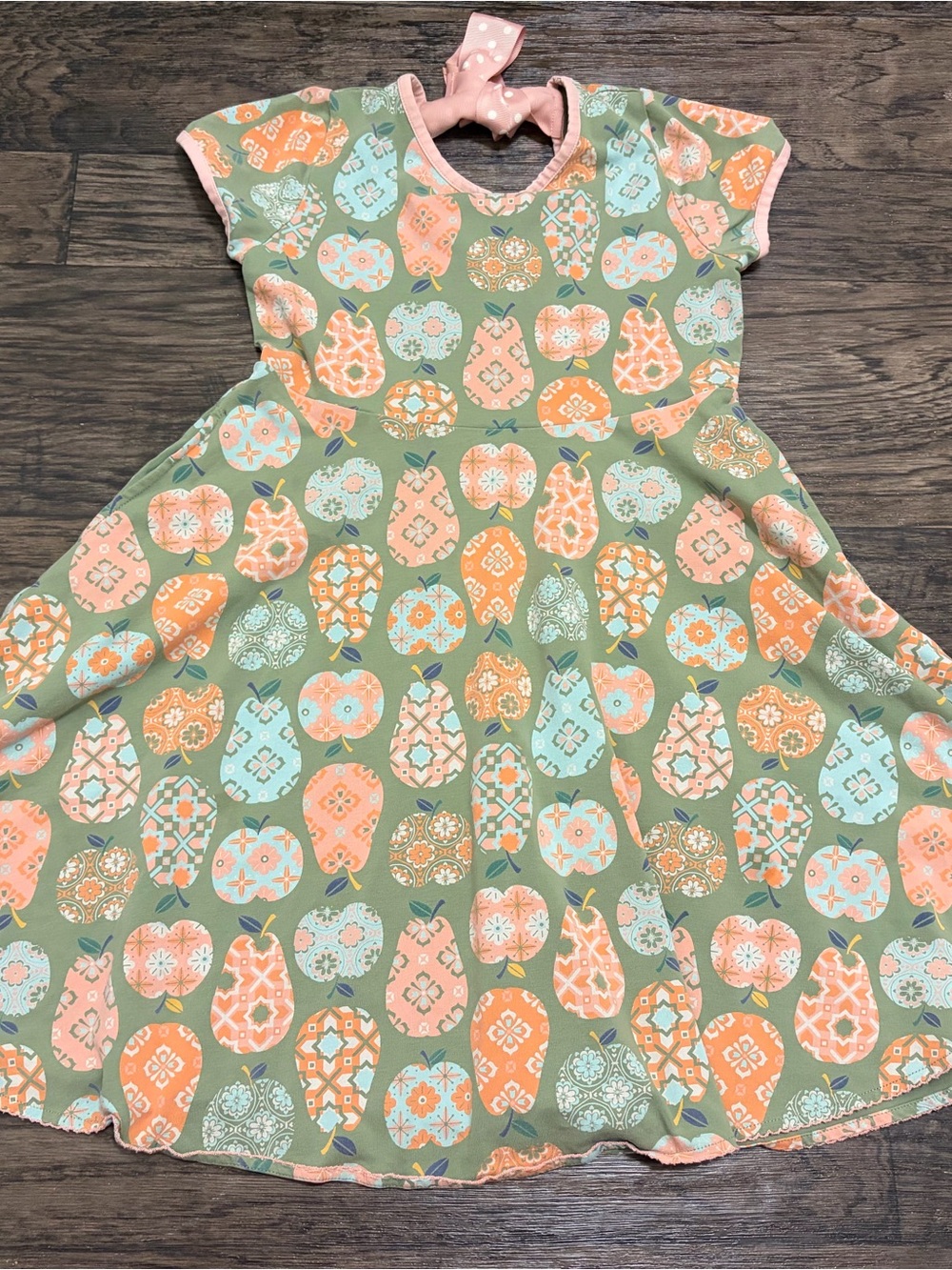 Matilda Jane Green Dress with Peach and Light Blue Fruit Print